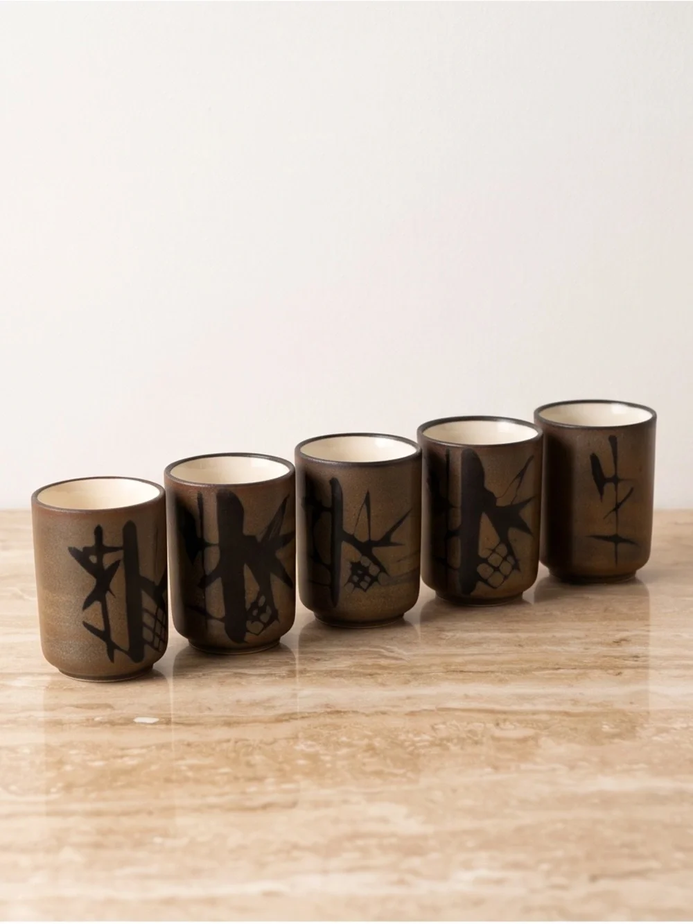 Brown Ceramic Tea Cup Set - Elegant Handcrafted Style